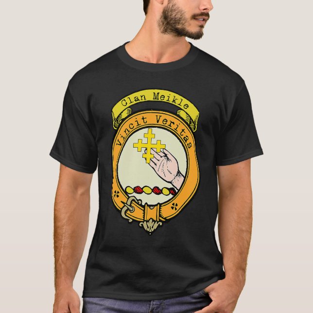 Meikle Clan Scottish Crest T Shirt (Framsida)