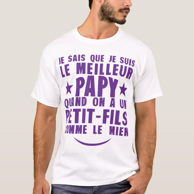 meilleur papy petit fils comme le mien citation fa t shirt (Framsida)