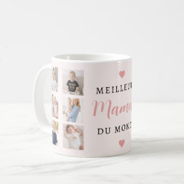 Meilleure Maman Du Monde Photo Collage Blush Pink Kaffemugg