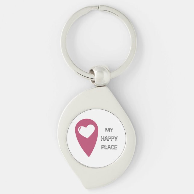 Mein glücklicher Platz Swirl Silverfärgad Nyckelring (Framsidan)