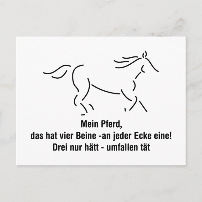 Mein Pferd das hat vier Beine Lustiger Spruch Vykort (Framsida)