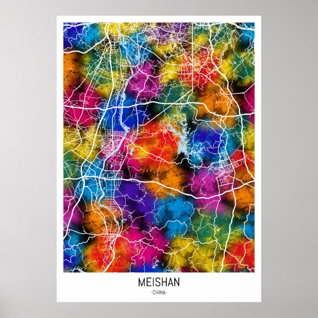 Meishan China City Karta Poster (Framsidan)