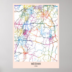 Meishan Kina Stadskarta Poster