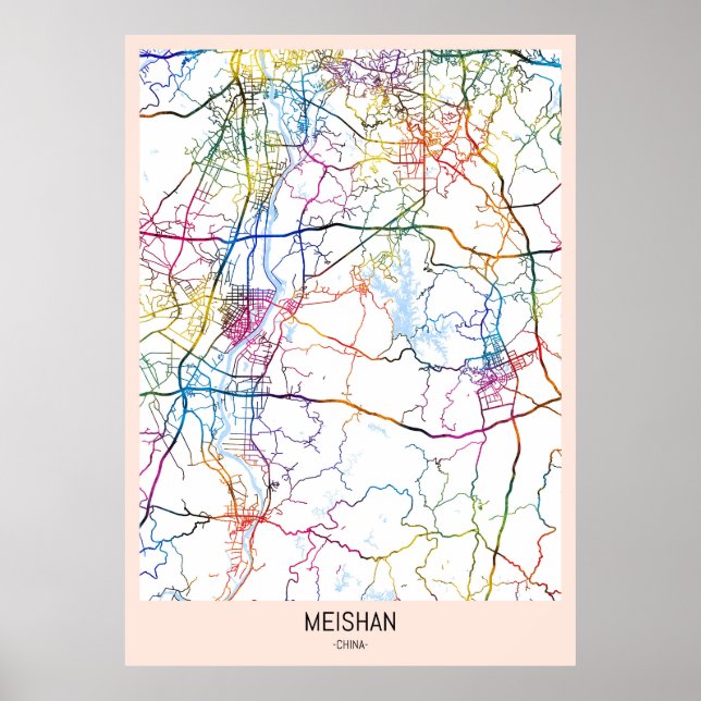 Meishan Kina Stadskarta Poster (Framsidan)