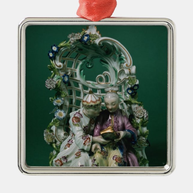 Meissen bersågrupp, efter en målning vid Boucher Julgransprydnad Metall (Framsidan)