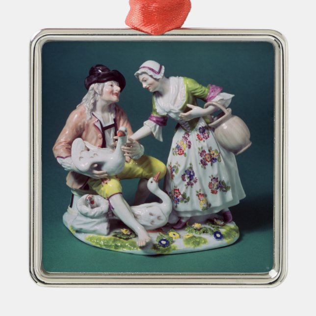 Meissen figur av en hönasäljare, c.1750 julgransprydnad metall (Framsidan)