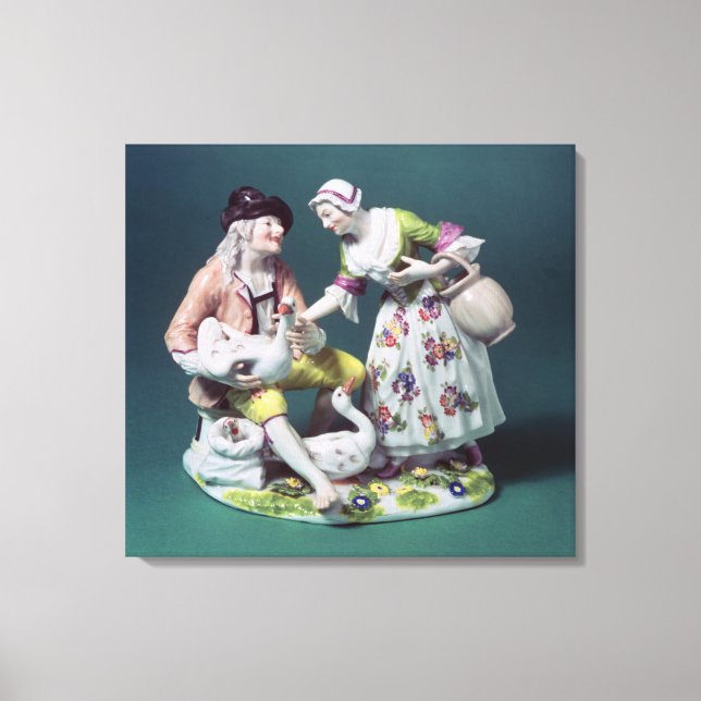 Meissen figur från en fjäderfäsäljare, c.1750 canvastryck (Framsida)