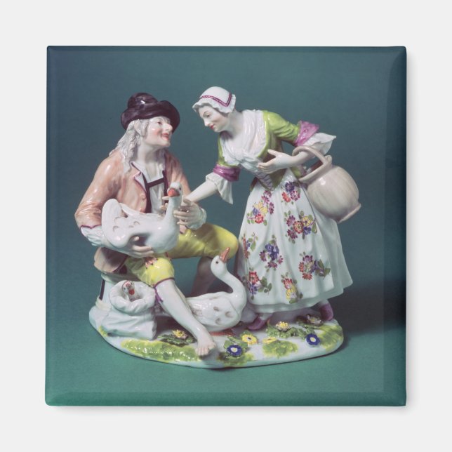 Meissen figur från en fjäderfäsäljare, c.1750 magnet (Framsidan)