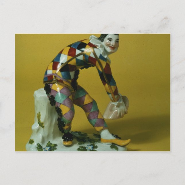 Meissen figur of Harlequin, 1750 Vykort (Framsida)