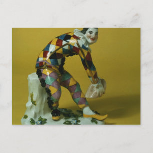 Meissen figur of Harlequin, 1750 Vykort