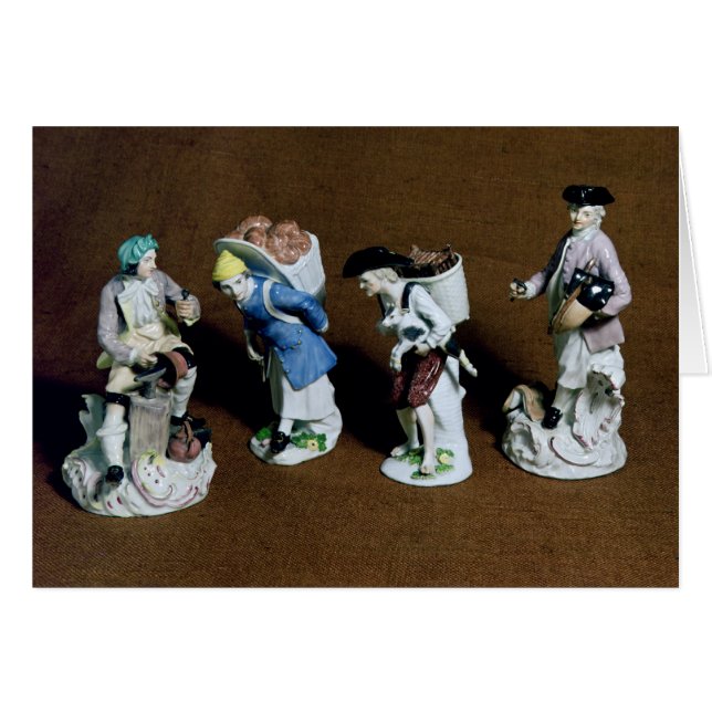 Meissen figurer: saddler getsäljare hälsningskort (Framsidan Horizontal)