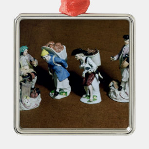 Meissen figurer: saddler getsäljare julgransprydnad metall
