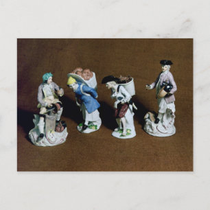 Meissen figurer:saddler,getsäljare vykort