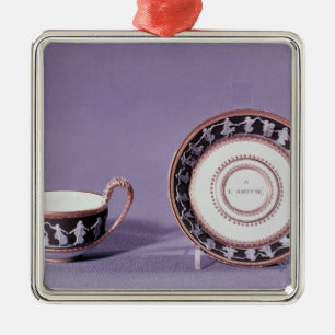 Meissen kopp och saucer, sent 18th århundrade julgransprydnad metall