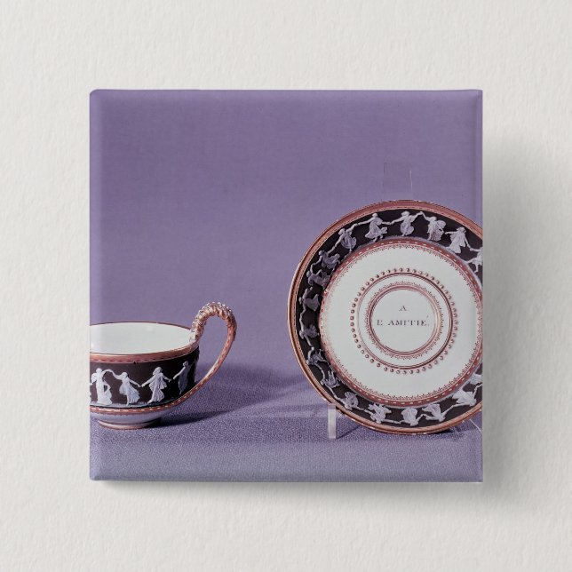 Meissen kopp och saucer, sent 18th århundrade knapp (Framsida)