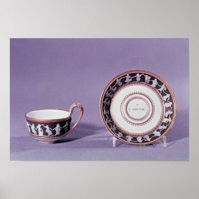 Meissen kopp och saucer, slutet av 1800-talet poster (Framsidan)