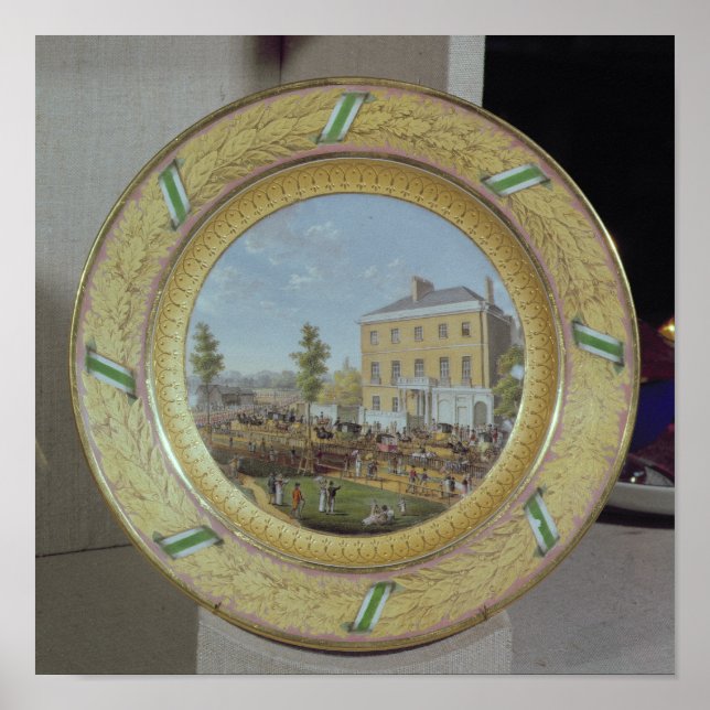 Meissen-plåt, dekorerad med en scen av poster (Framsidan)