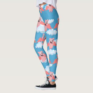 Mejande av Gris Rosa Vinge Flying Animal Funny Tec Leggings