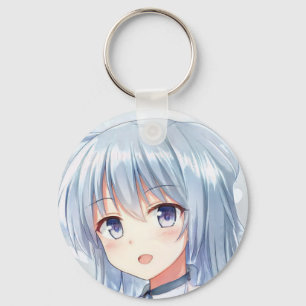 Mejande flicka grått hair lavender öga manga nyckelring