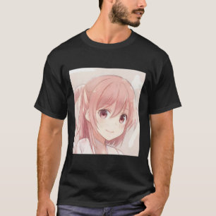 Mejande rosa håranimixa rosa öga manga t shirt