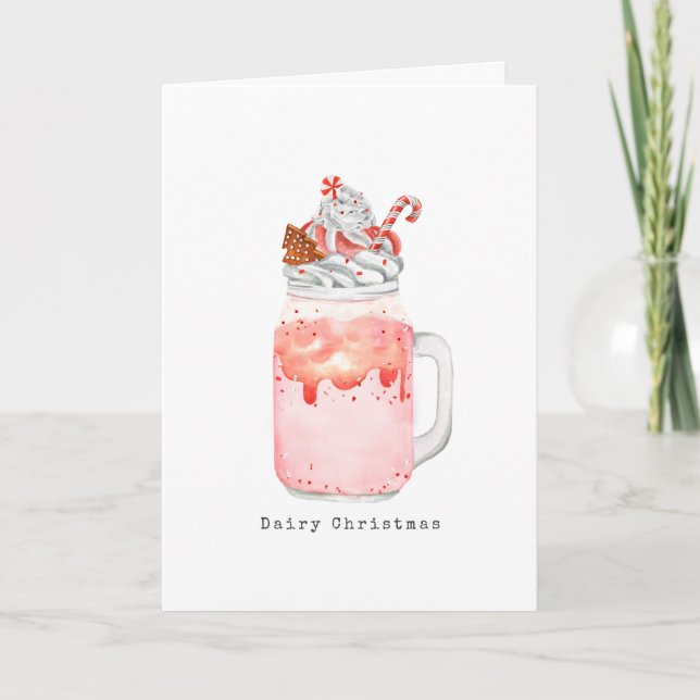 Mejeri jul pepparmint Mason burk Milkshake   Helgkort (Framsida)
