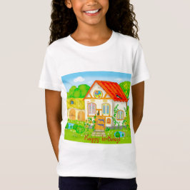 Mejeriaffär med röd tak-trädgård t shirt