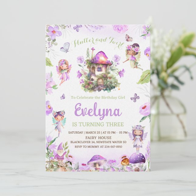 Mejeriblommor Uppmaning till Lila två gånger Inbjudningar (Stående Fram)