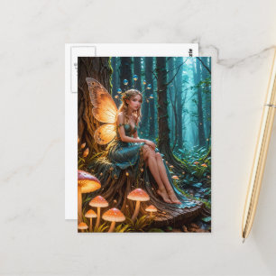 Mejeriet i en magisk Glowing Mushroom Forest Vykort
