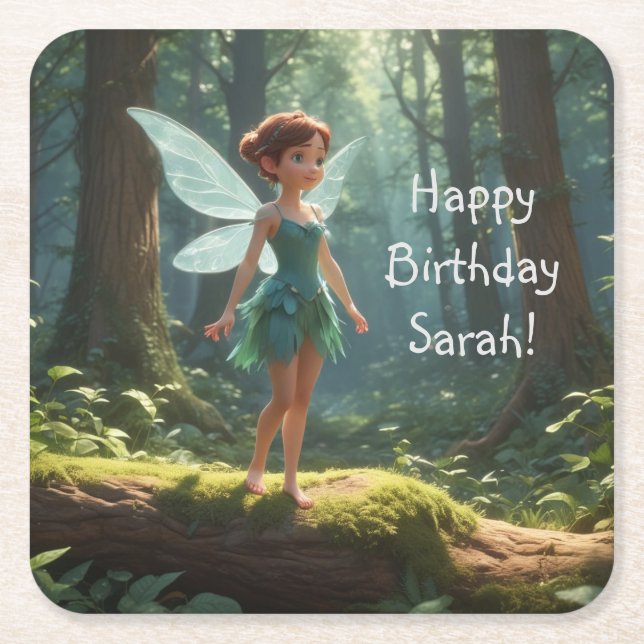 Mejeriet i Forest Birthday Underlägg Papper Kvadrat (Framsidan)