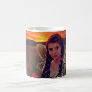 Mejeriet i Sunset i fält på poppies Fantasy Art Kaffemugg