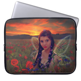 Mejeriet i Sunset i fält på poppies Fantasy Art Laptop Fodral