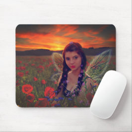 Mejeriet i Sunset i fält på poppies Fantasy Art Musmatta