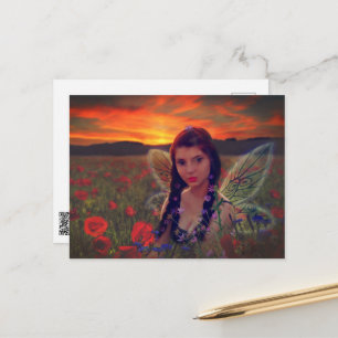 Mejeriet i Sunset i fält på poppies Fantasy Art Vykort