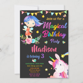 Mejeriet och Unicorn-födelsedagsinbjudan Magic par Inbjudningar