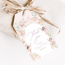 Mejeriets första Rosa Blommigt Flickor födelsedag Presentetikett