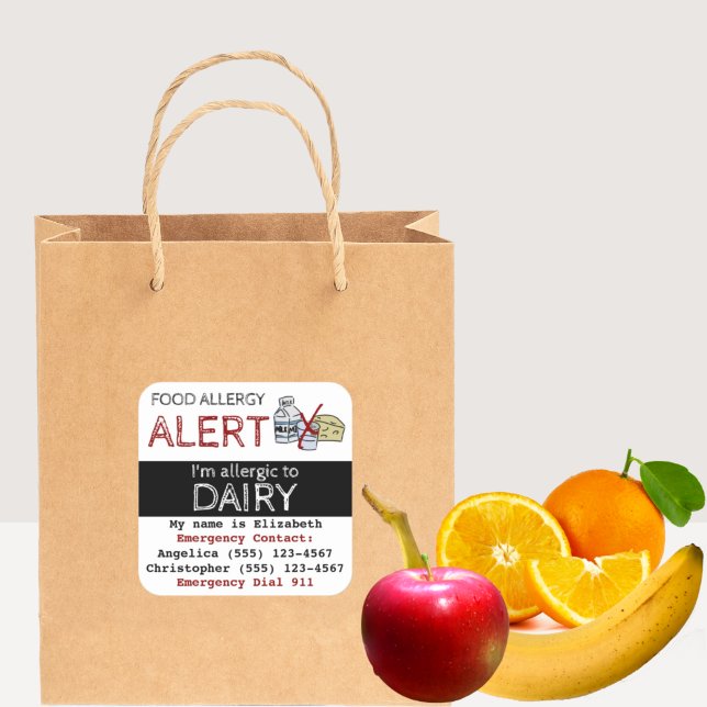 Mejerifoder Allergy Fyrkantigt Klistermärke (Skapare uppladdad)