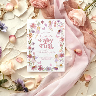 Mejeriinbjudan första födelsedag: Fairy First Girl Inbjudningar