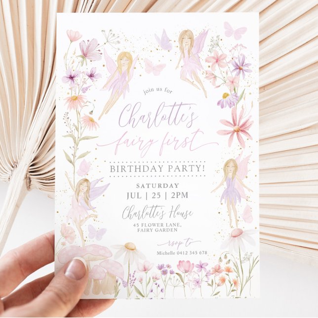 Mejeriinbjudan första födelsedag Fairy First Party Inbjudningar (Skapare uppladdad)