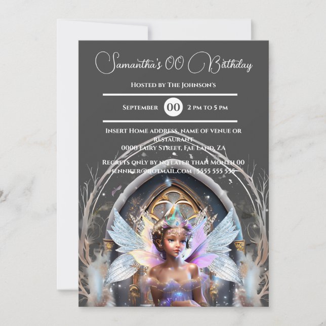 Mejeriisprinsessa rosa glitter vingar magic AGE Inbjudningar (Framsida)