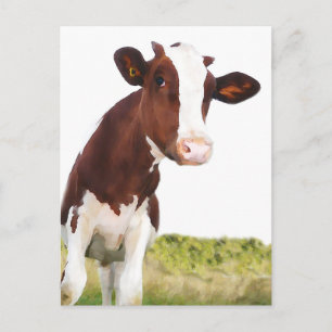 Mejerikor - målade bruna och vita Holstein Vykort