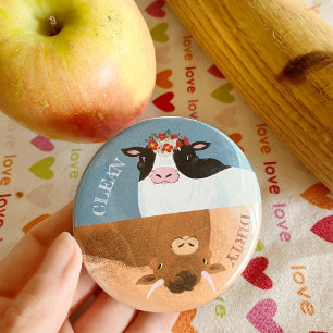 Mejerikor och rödblommor Krona Magnet