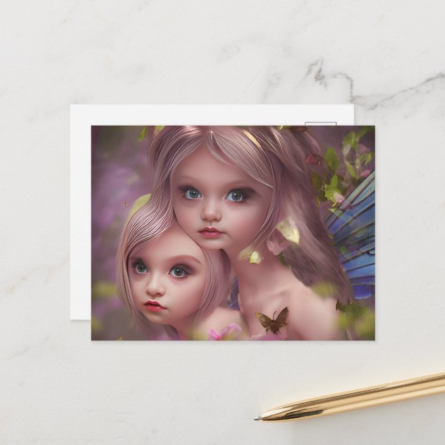 Mejerimästare bland blommorna i skogen vykort (Fram/Back In Situ)