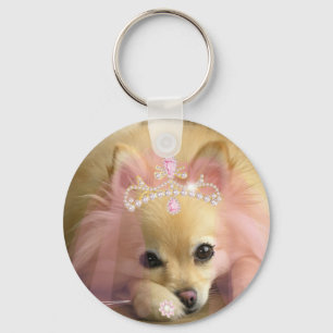 Mejeriprinsessa hund med diamanten krona nyckelring