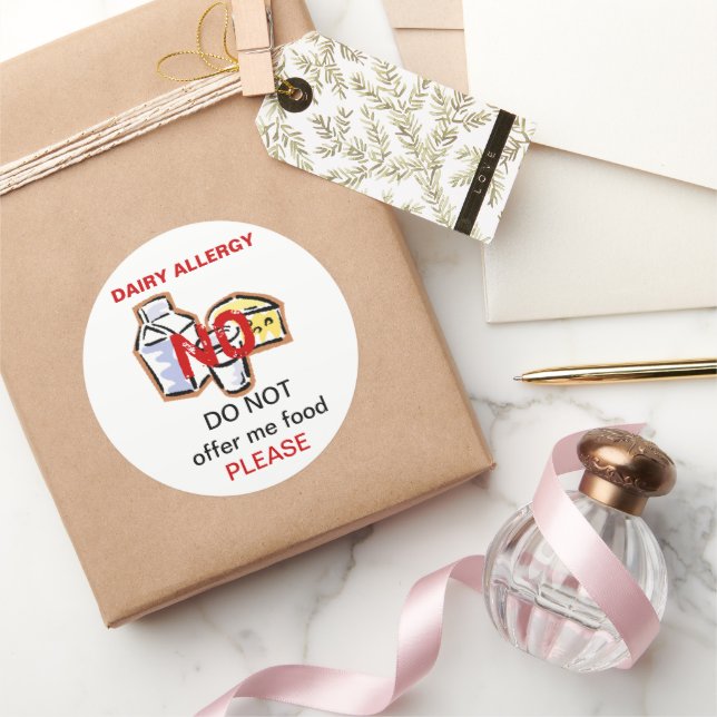 Mejeriska livsmedelsallergietiketter runt klistermärke (Gåvor)