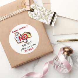 Mejeriska livsmedelsallergietiketter runt klistermärke