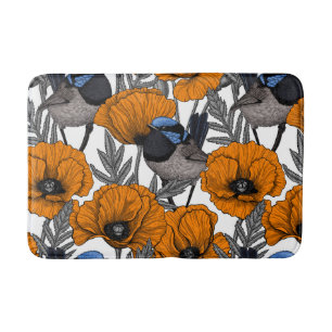 Mejerivat och orange vallmoblommor 2 badrumsmatta