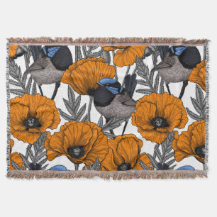 Mejerivat och orange vallmoblommor 2 filt