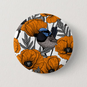 Mejerivat och orange vallmoblommor 2 knapp