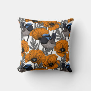 Mejerivat och orange vallmoblommor 2 kudde