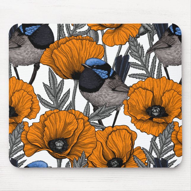 Mejerivat och orange vallmoblommor 2 musmatta (Framsidan)